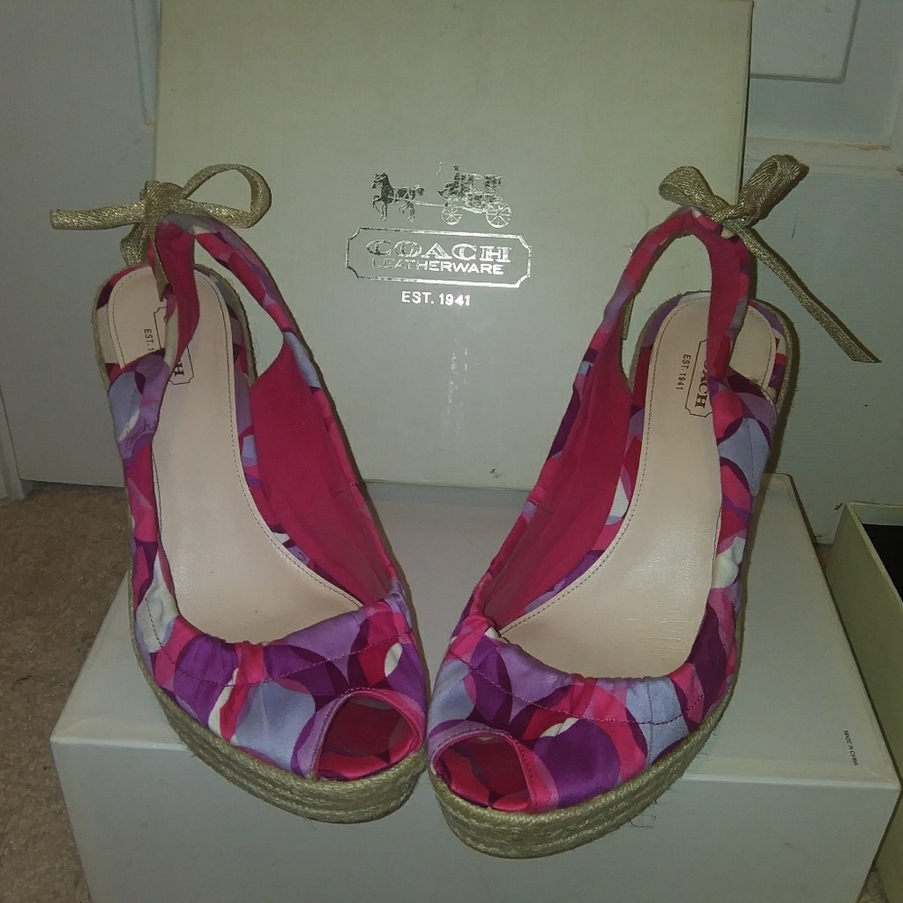 Authentic Coach pink and purple wedges